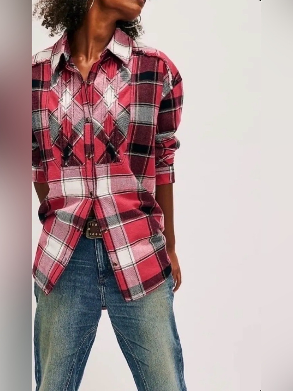 Free People We The Free Layla Plaid Shirt Size Small $128